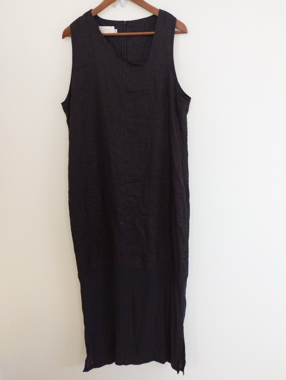 Linq Fashion Black Linen Blend Sleeveless Midi Dress Size 44